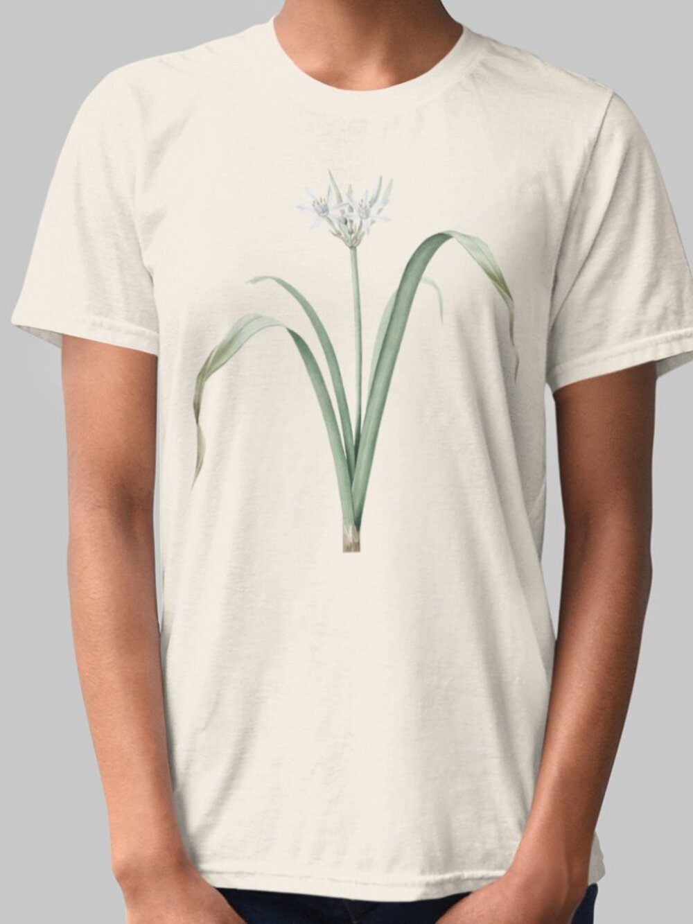 Small-Flowered Pancratium Floral Print Short Sleeve Graphic Tee T-shirt S-XXL